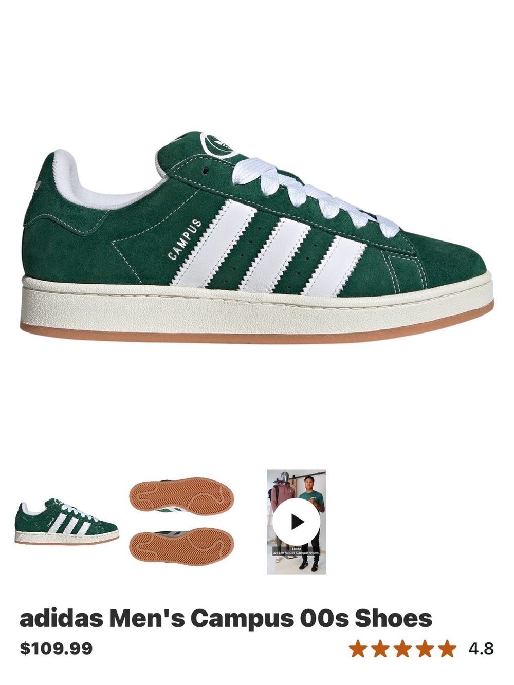adidas GREEN Suede Sneakers with White Stripes
